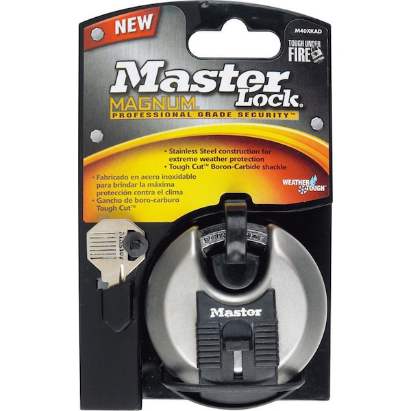 Master Lock Magnum 2-3/4 in. H X 1-13/64 in. W X 2-3/4 in. L Steel Ball Bearing Shrouded Padlock M40XKADCCSEN - main